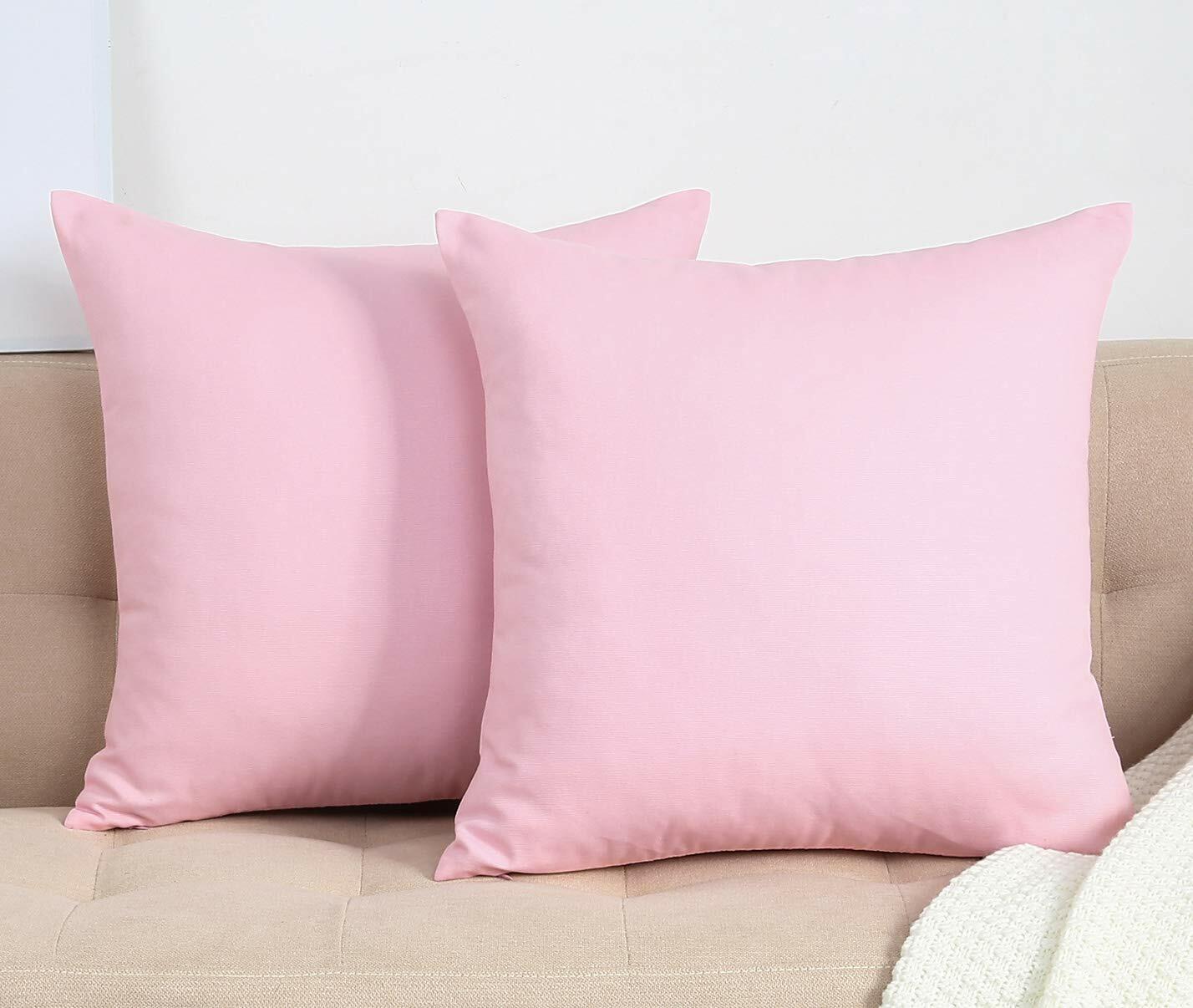 TangDepot Handmade Decorative Cotton Canvas Throw Pillow Covers 14x14 Salmon