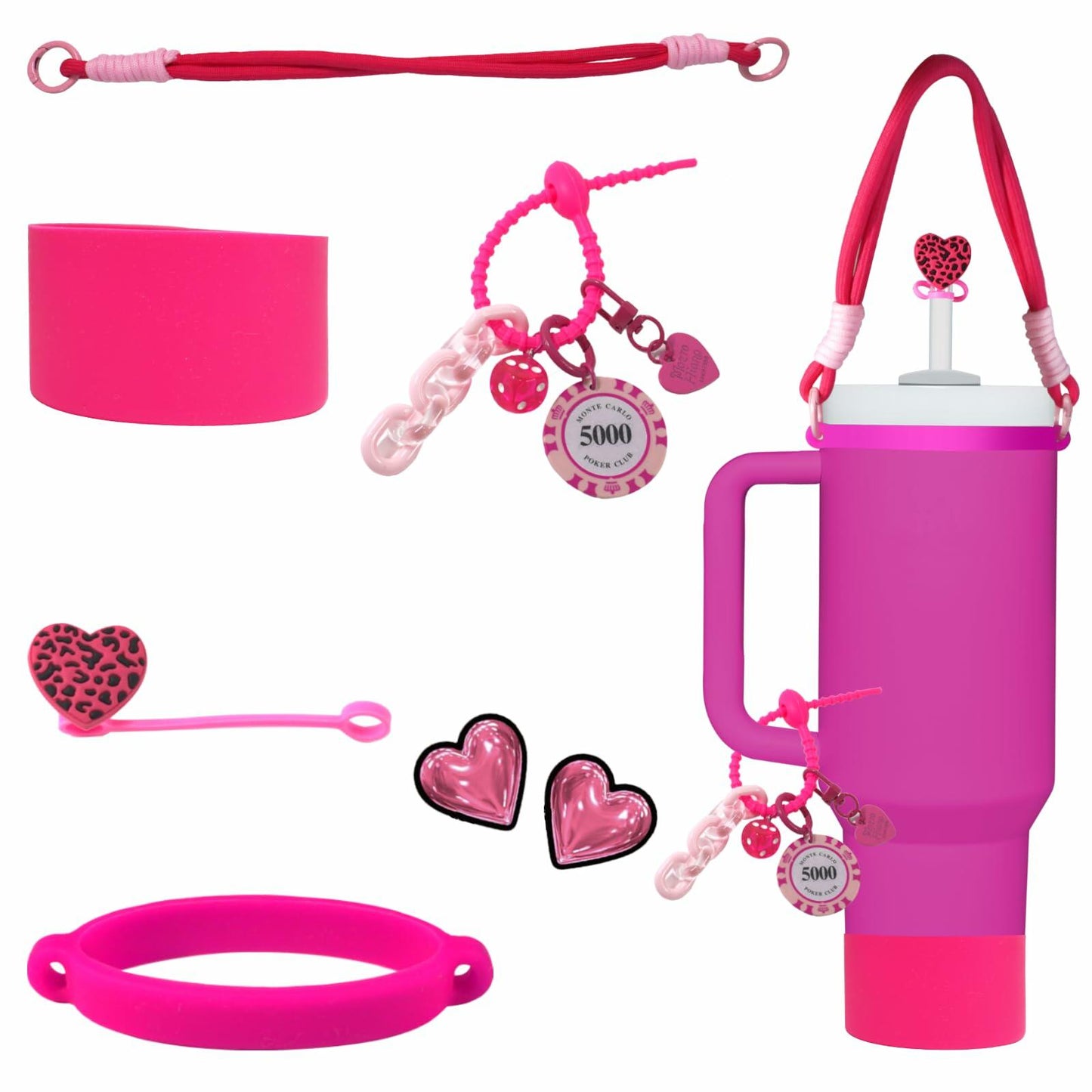 Stanley Cup Accessories Set Boot Handle Strap Straw Cover Charms Stickers