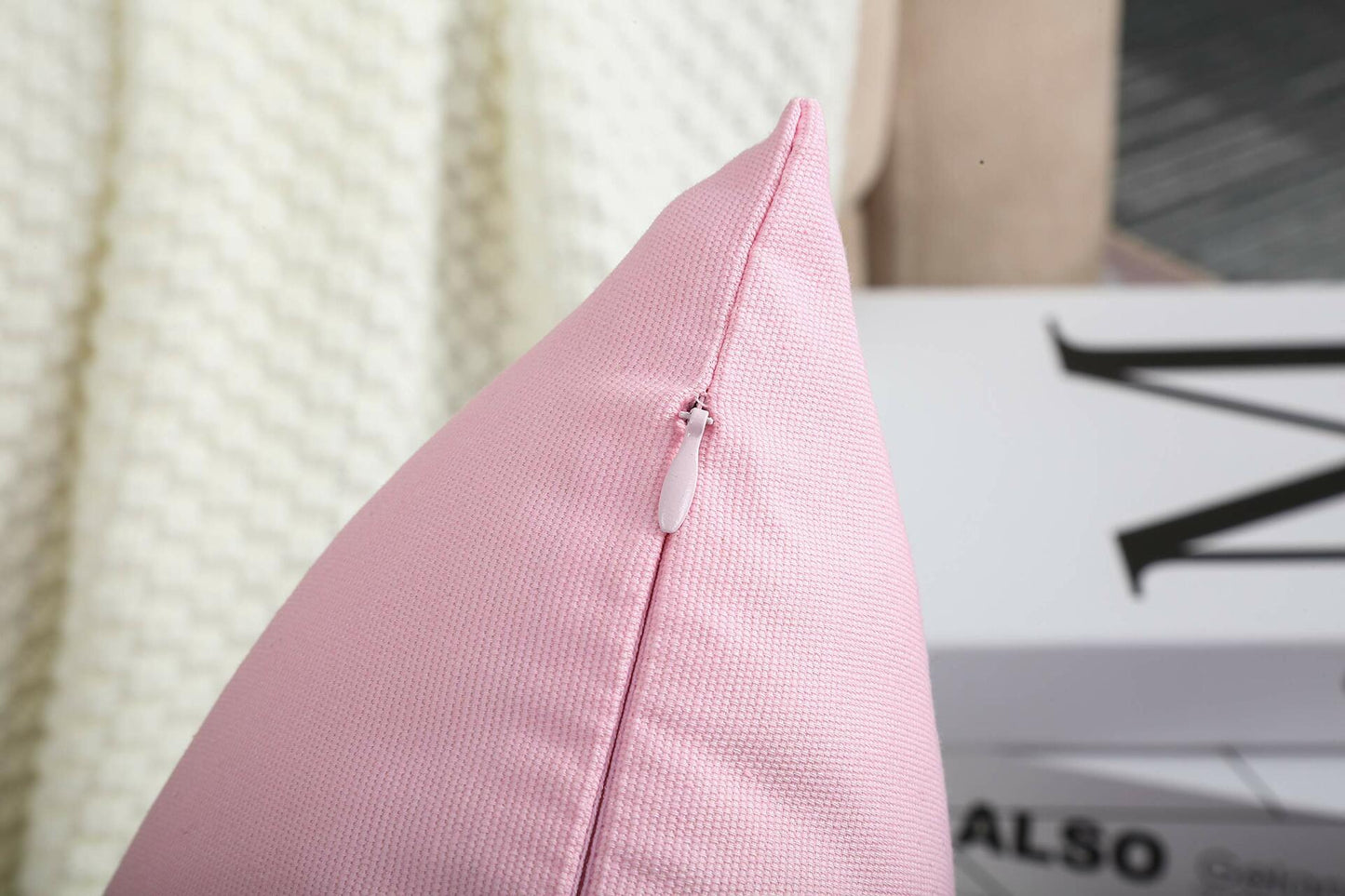 TangDepot Handmade Decorative Cotton Canvas Throw Pillow Covers 14x14 Salmon