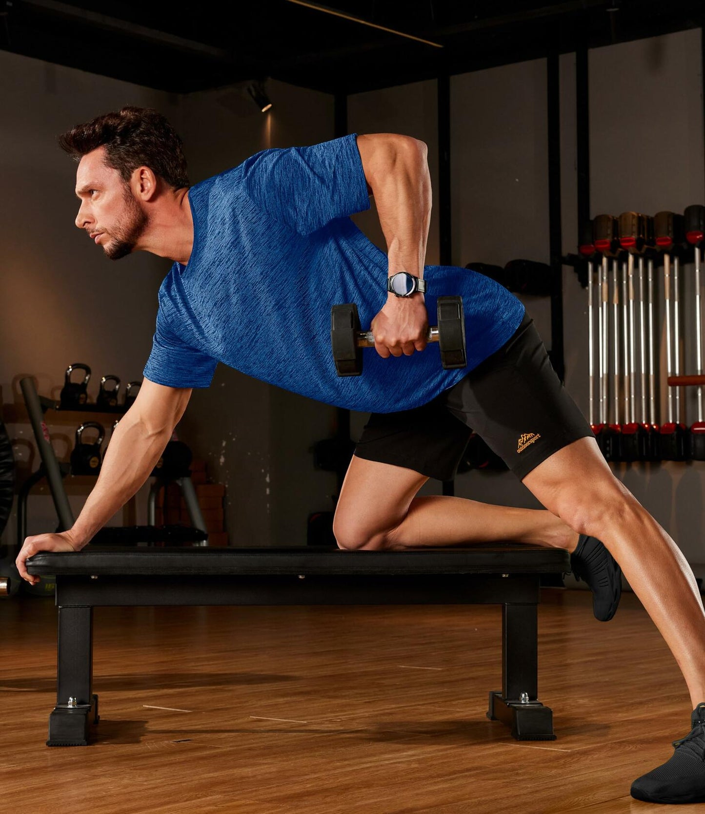 Mens Gym Dry Fast Workout T Shirt Medium Blue Size M