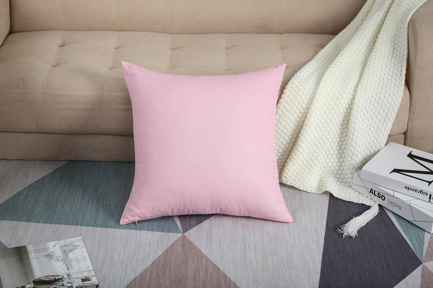 TangDepot Handmade Decorative Cotton Canvas Throw Pillow Covers 14x14 Salmon