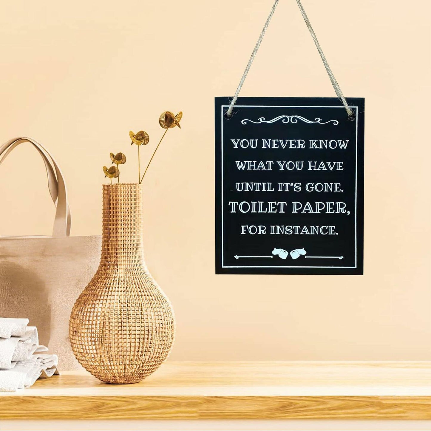 ARTAWEIN Bathroom Rules Wall Art Sign Rustic Humorous Decor
