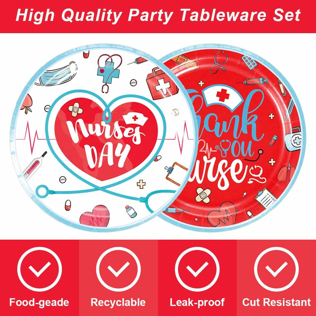 48pcs Nurse Graduation Party Supplies 24 Dessert Plates 24 Napkins