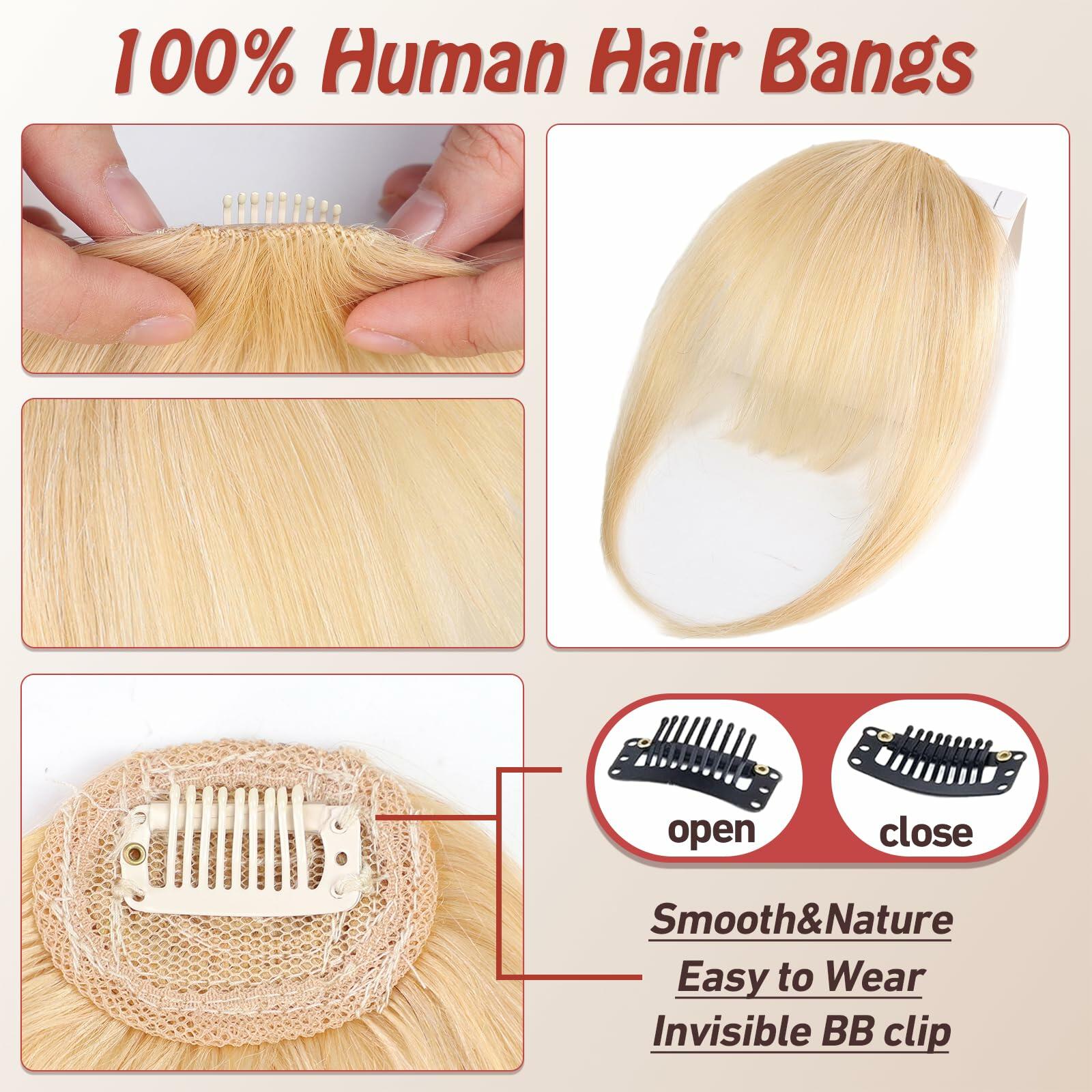 starluck Clip in Bangs 9g 100% Human Hair Extensions Light Blonde