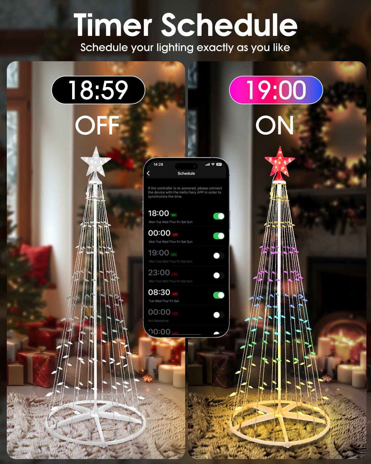 Minetom 6Ft Smart Christmas Cone Tree 118 LED Lights Star Topper Waterproof