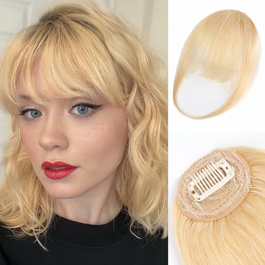 starluck Clip in Bangs 9g 100% Human Hair Extensions Light Blonde