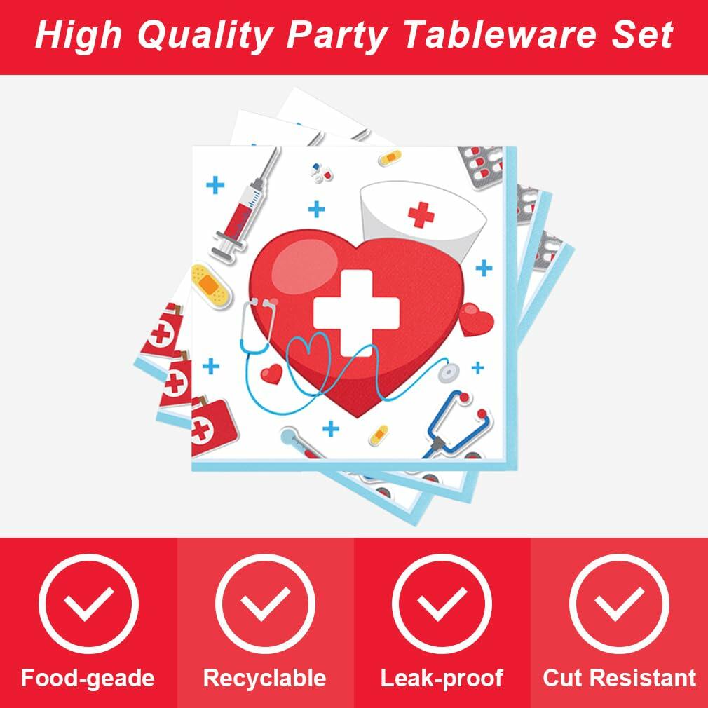 48pcs Nurse Graduation Party Supplies 24 Dessert Plates 24 Napkins