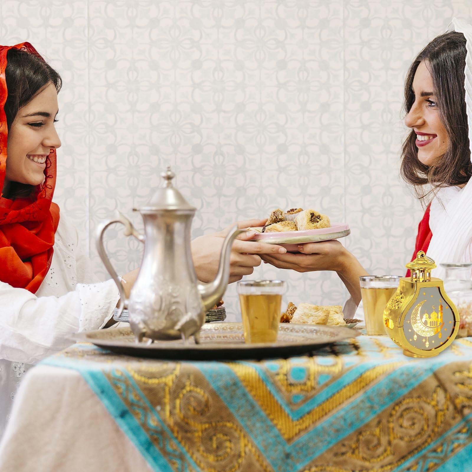 ALIBBON Ramadan Mini Gold Candle Lantern 2 Pcs Decorative Eid Mubarak