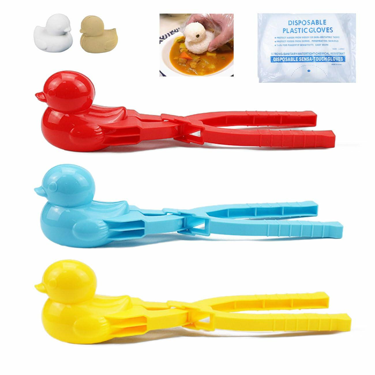 Onigiri Mold 3 Pcs Non-Stick Duck 3D Animal Rice Ball Maker with 100 Gloves