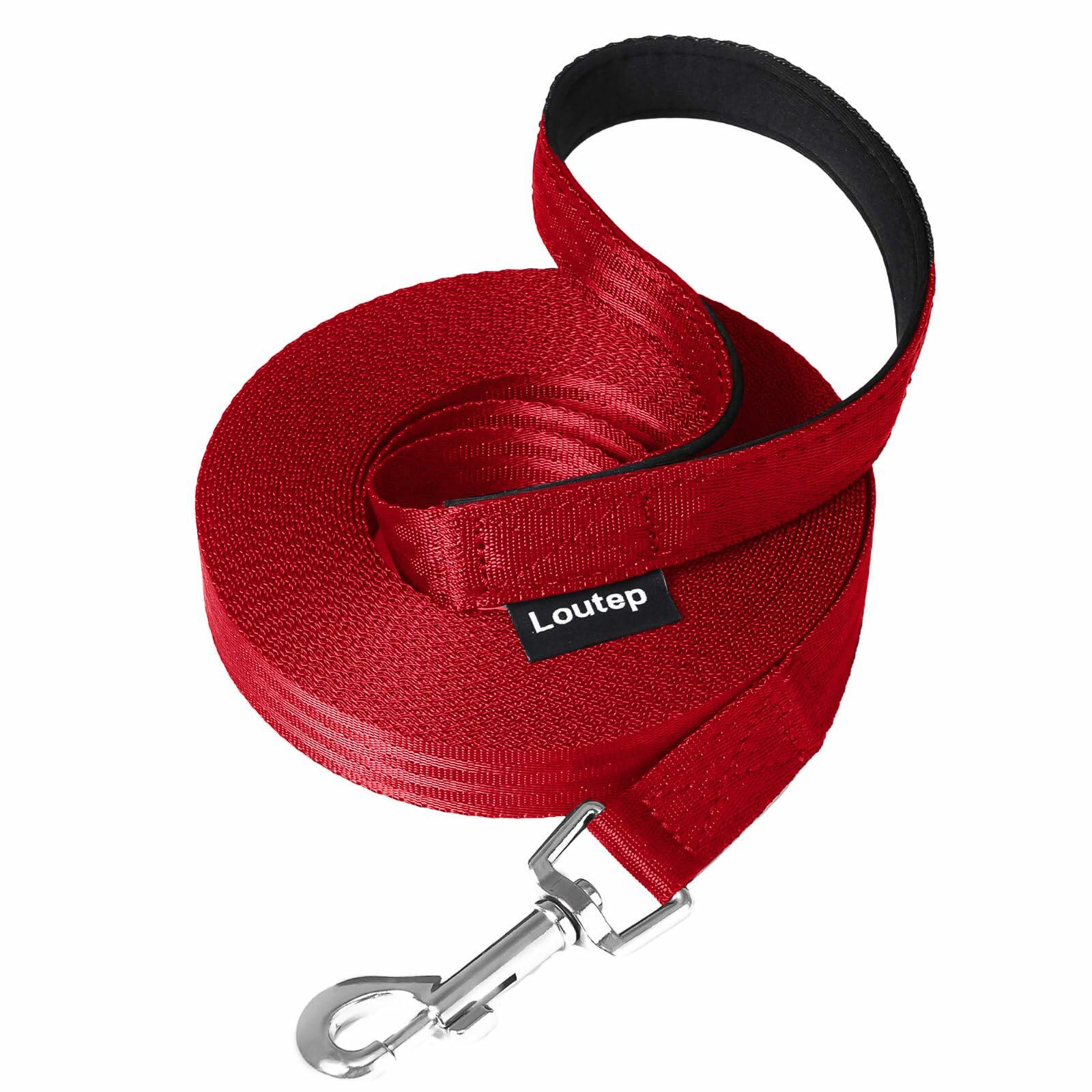 Loutep Dog Training Leash Nylon Padded Handle 15ft 20ft 30ft 50ft 100ft