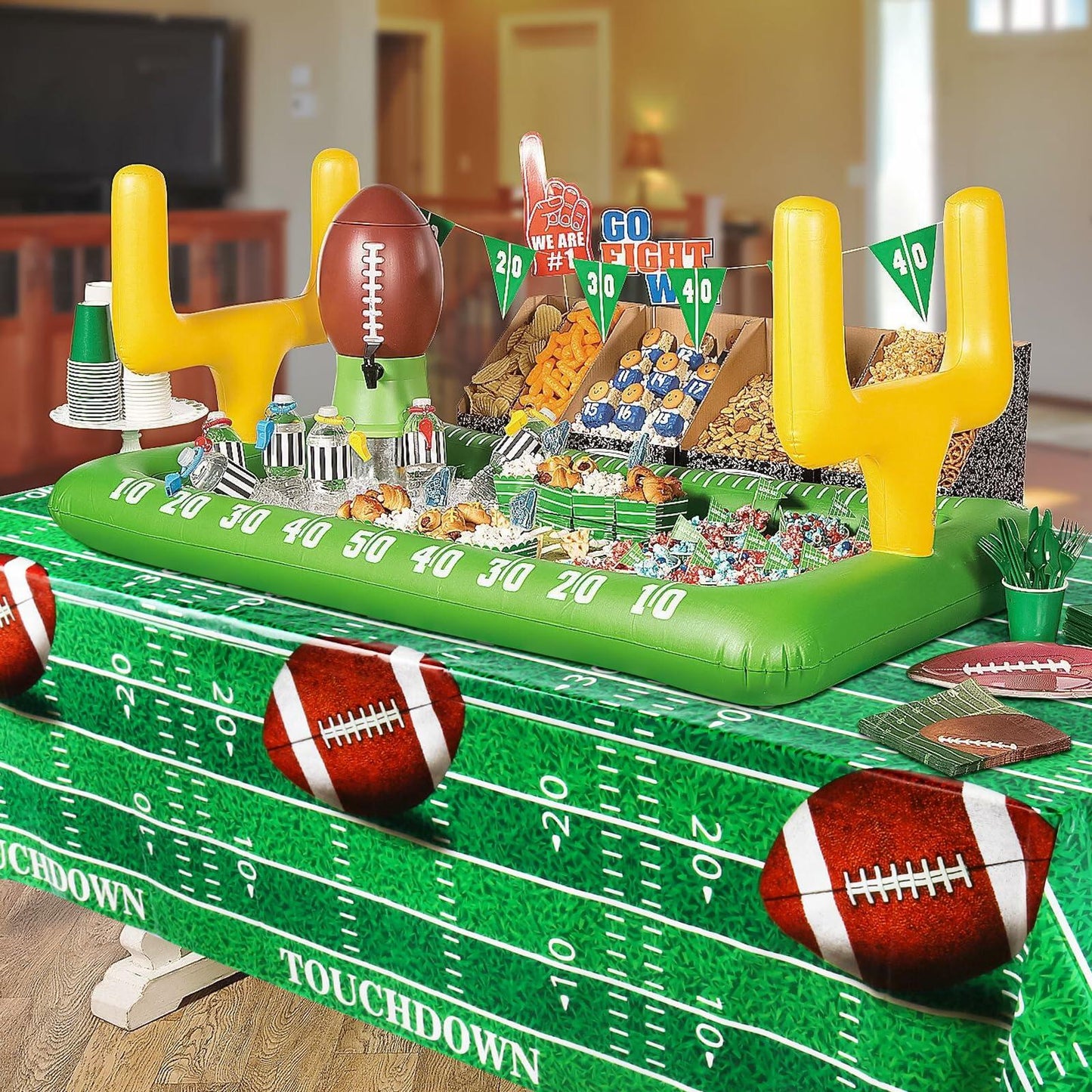 Hxezoc Football Tablecloth 54x108in 3 Pack Plastic Disposable Party Cover