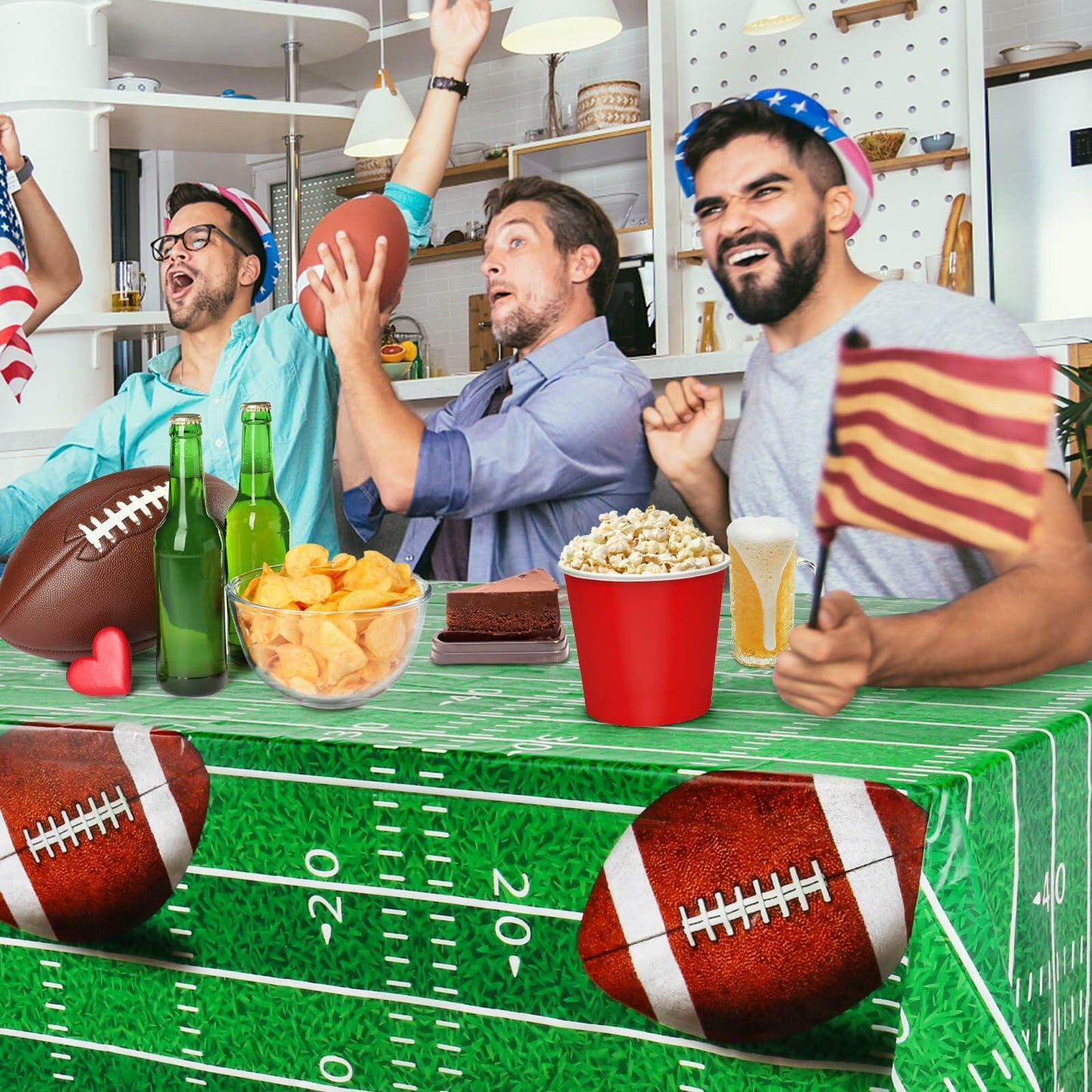 Hxezoc Football Tablecloth 54x108in 3 Pack Plastic Disposable Party Cover