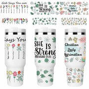 UV DTF Cup Wrap Transfer 6 Sheets Bible Verse Floral Waterproof 40oz Tumbler