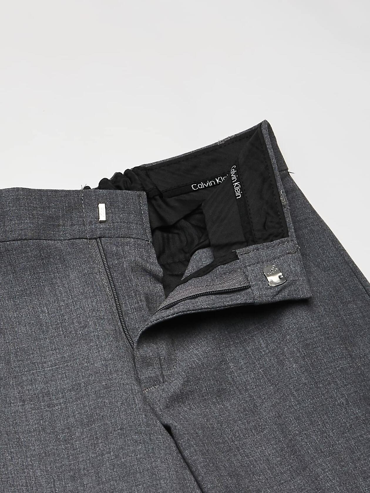 Calvin Klein Boys Flat-Front Bi-Stretch Pant Straight Leg Grey Heather Size 14