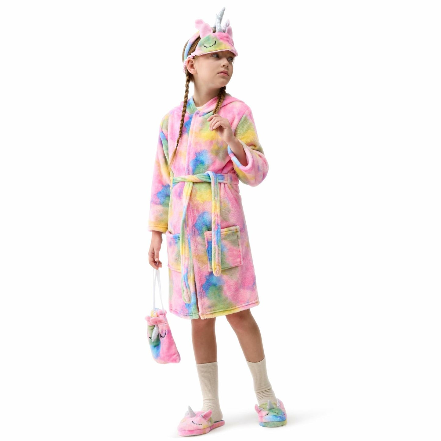 JOYIN Giggling Getup Kids Hooded Pink Toddler Bathrobe Set Size 3T