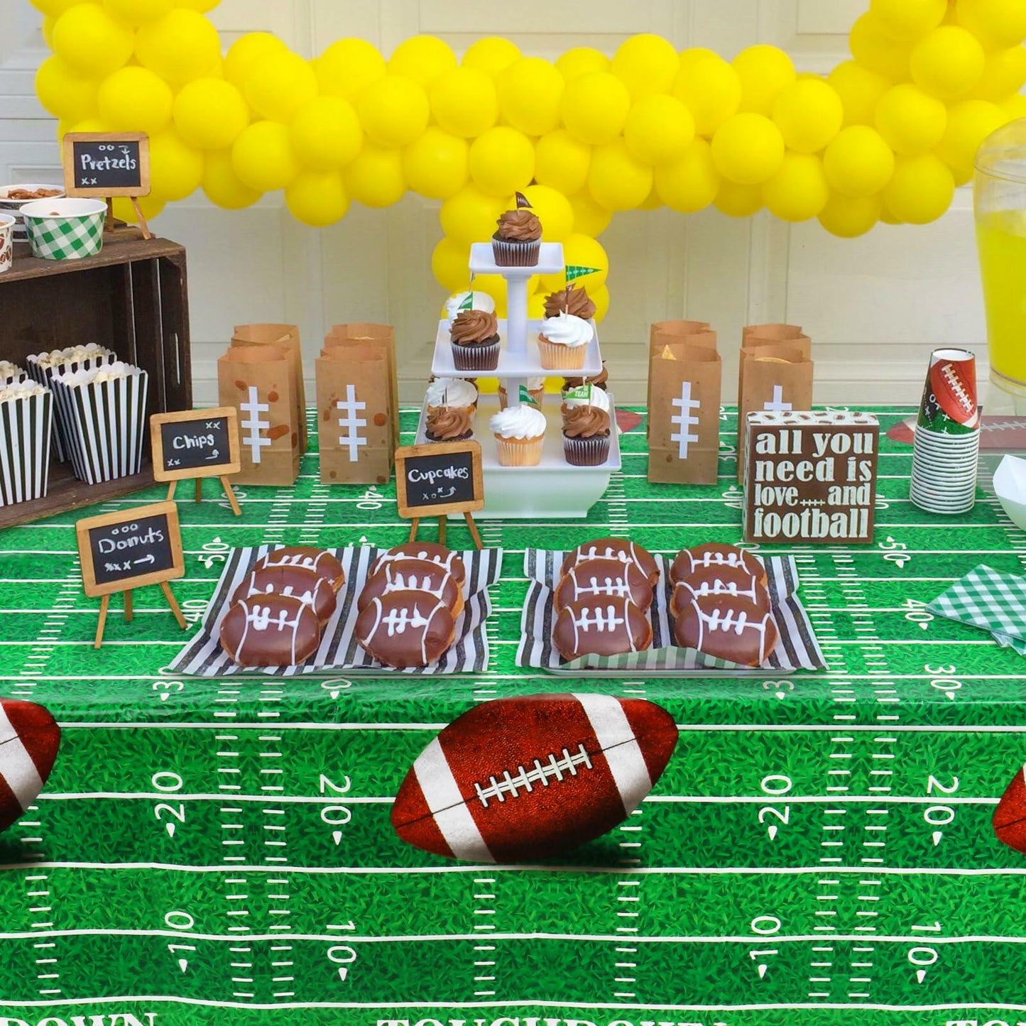 Hxezoc Football Tablecloth 54x108in 3 Pack Plastic Disposable Party Cover
