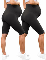 QoBexim Womens Maternity Yoga Shorts Over Belly Comfy Black Freesize