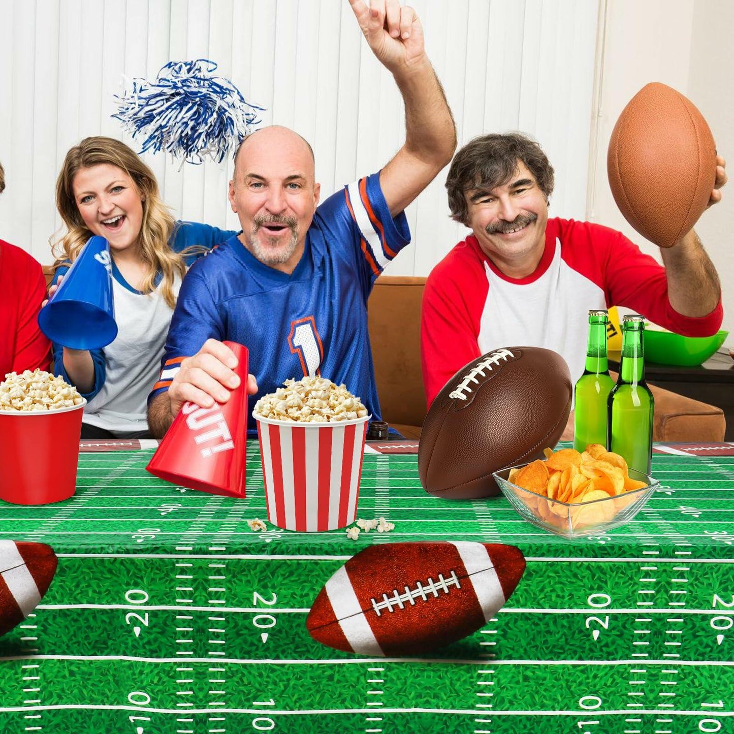 Hxezoc Football Tablecloth 54x108in 3 Pack Plastic Disposable Party Cover