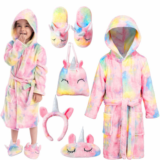 JOYIN Giggling Getup Kids Hooded Pink Toddler Bathrobe Set Size 3T