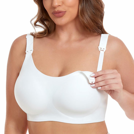 Gailife Nursing Bra Maternity Seamless Bralettes with Extenders White Size M