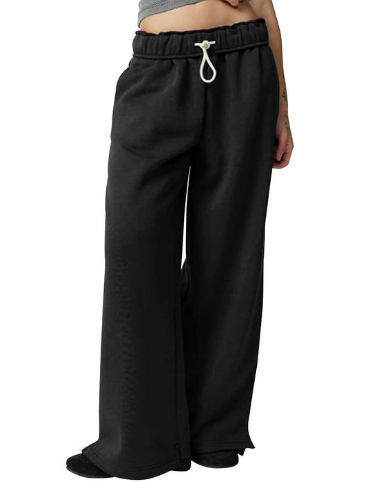 Kissonic Women’s Casual Baggy Fleece Sweatpants Drawstring Joggers Black Size S