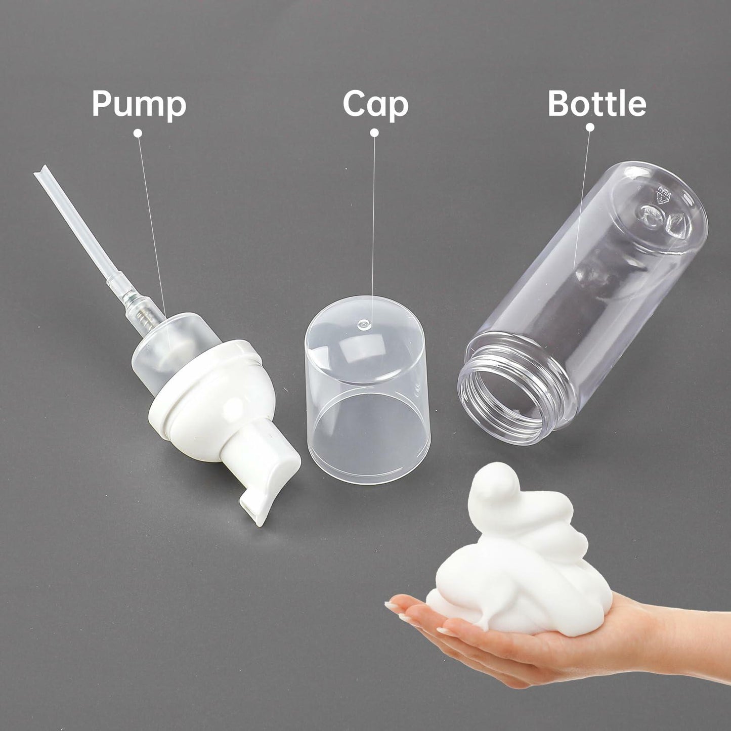 ZEYIYER 3PCS 1.7oz Foam Pump Bottle Travel Size 50ml Clear Dispenser