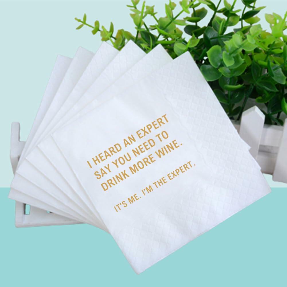 VOWFOO Funny Cocktail Napkins 4.5x4.5 2-ply 100pcs Yesterday I Quit