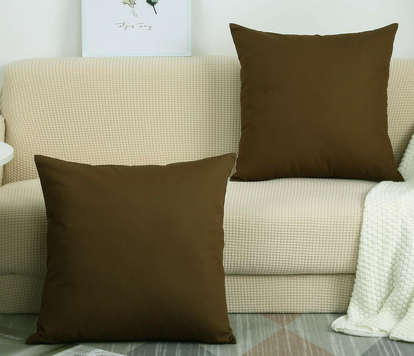 TangDepot Cotton Solid Throw Pillow Cover Coffee 18x18 1 Count