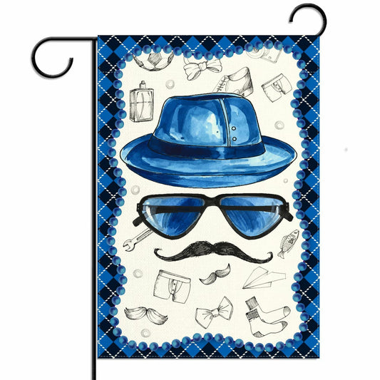 Linen Blue Fathers Day Garden Flag Double Sided 12.5x18 Inch