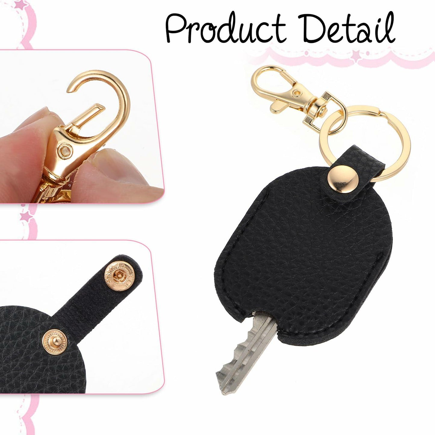 ZEYIYER 2 PCS Leather Car Key Sleeve PU Vintage Black Key Holder