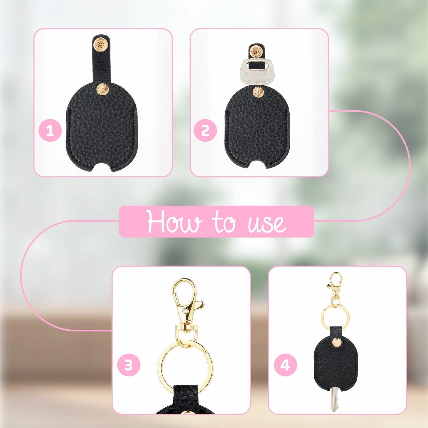 ZEYIYER 2 PCS Leather Car Key Sleeve PU Vintage Black Key Holder