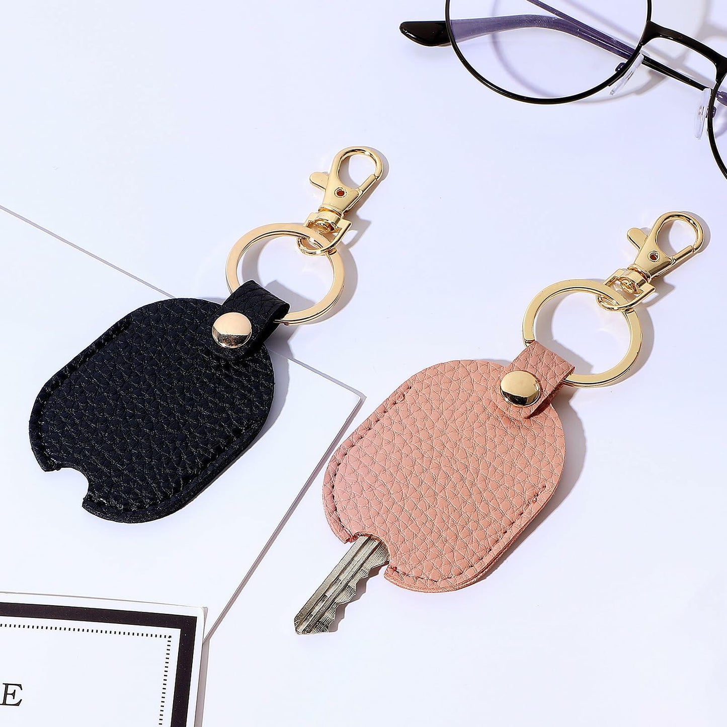 ZEYIYER 2 PCS Leather Car Key Sleeve PU Vintage Black Key Holder