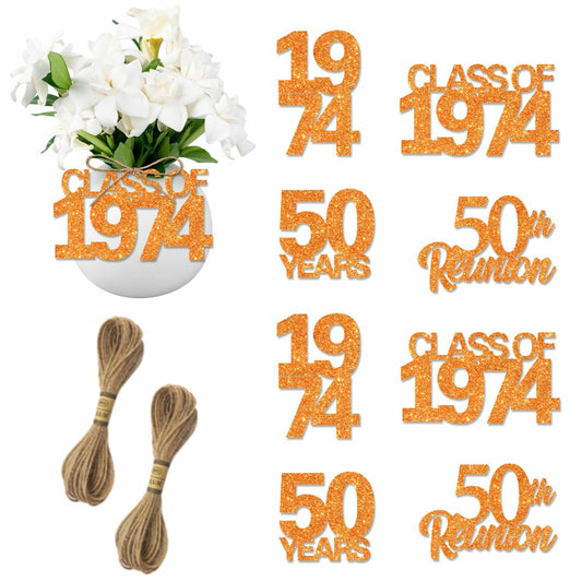 Balterever 24PCS 50th Class Reunion Tags Green Class of 1974 Party Decorations