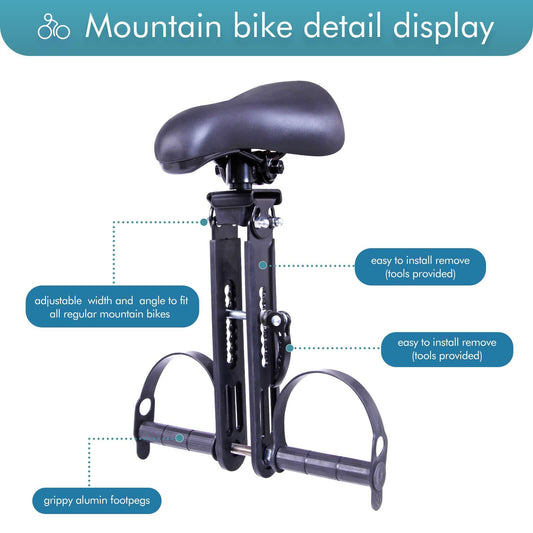 SHIAOBYC Kids Front Bike Seat with Handlebar & Foot Pedals Ages 2-5