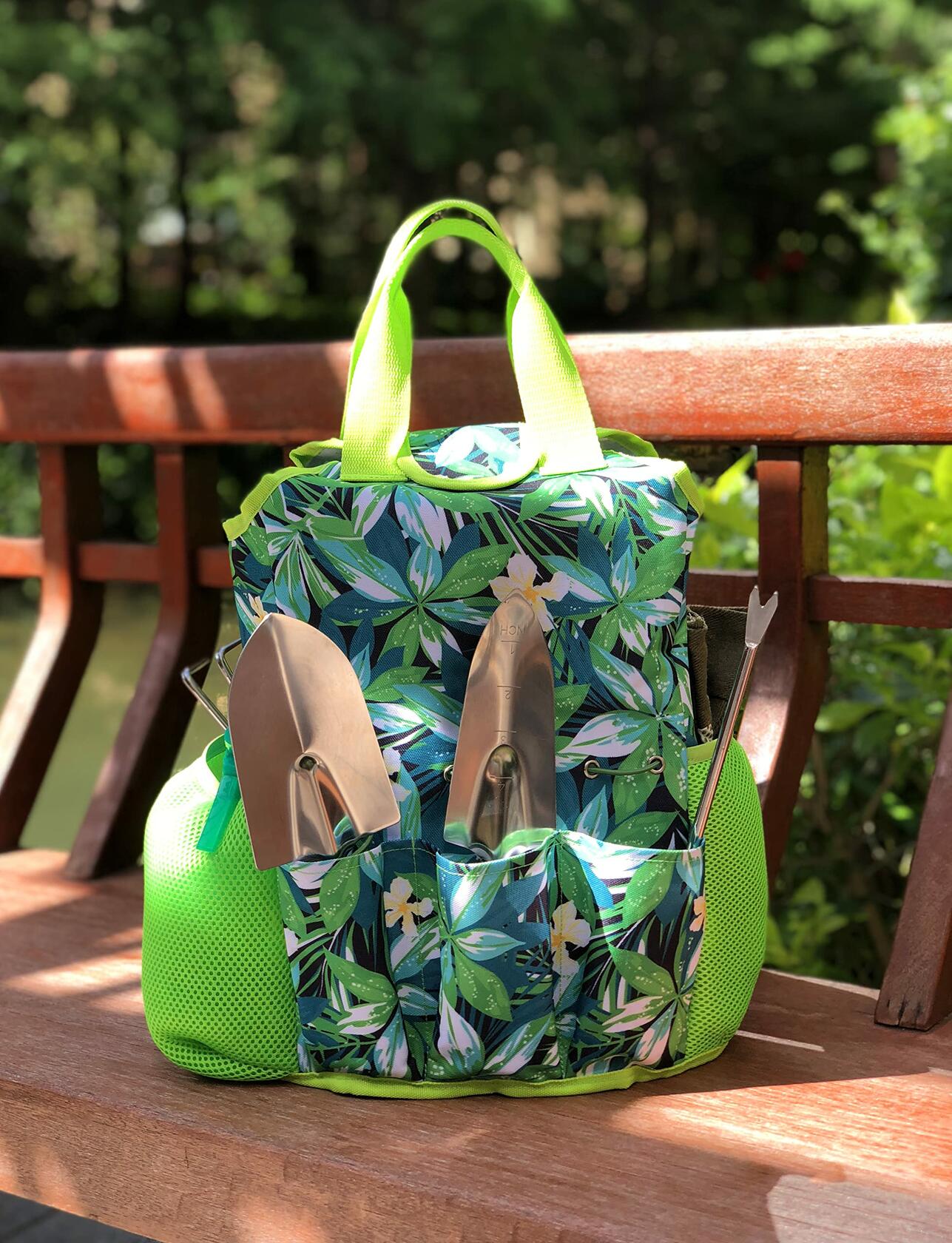 [Like New] 9-Piece Garden Tools Set with Gloves and Colorful Tote - Gardening Kit