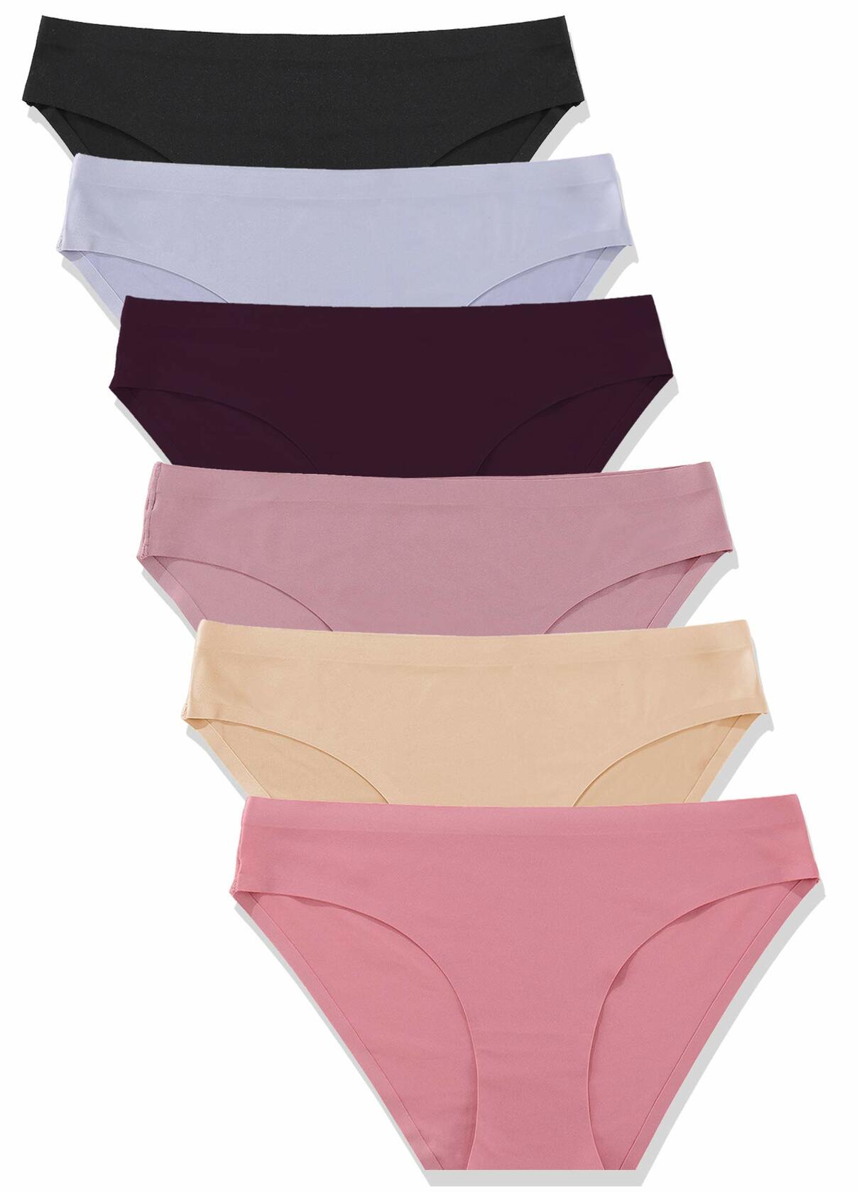 FINETOO 6 Pack Women’s Seamless Hipster Underwear Soft Stretch Bikini XL