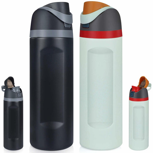 2-Pack Sports Water Bottles 1L Leakproof Portable Black Gym Outdoor Travel