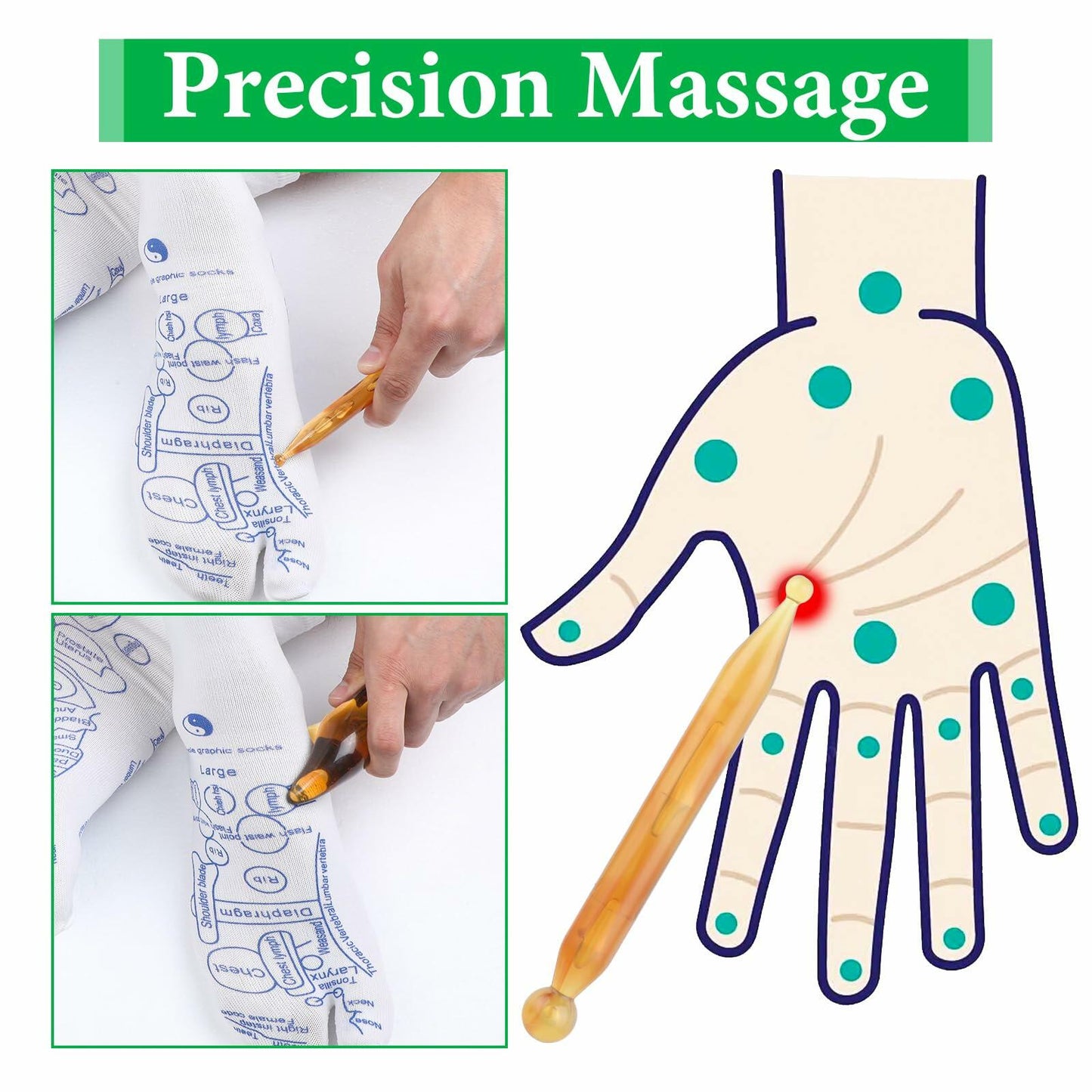 Reflexology Socks Set with Trigger Point Massage Tool Foot Massage Size M