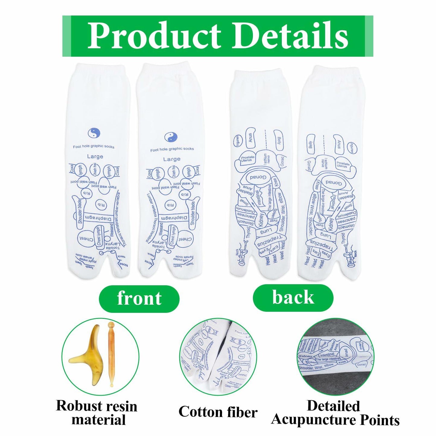 Reflexology Socks Set with Trigger Point Massage Tool Foot Massage Size M