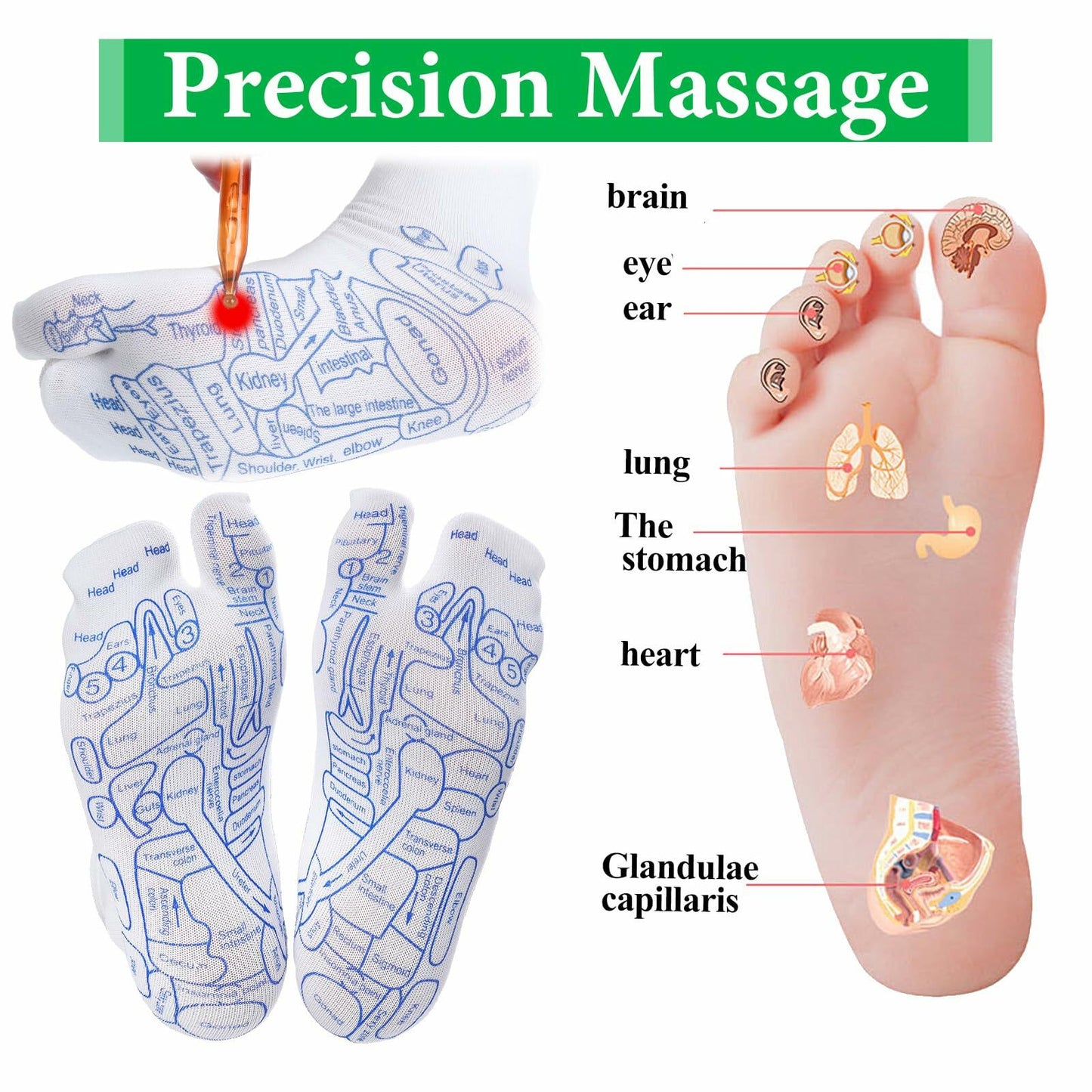 Reflexology Socks Set with Trigger Point Massage Tool Foot Massage Size M