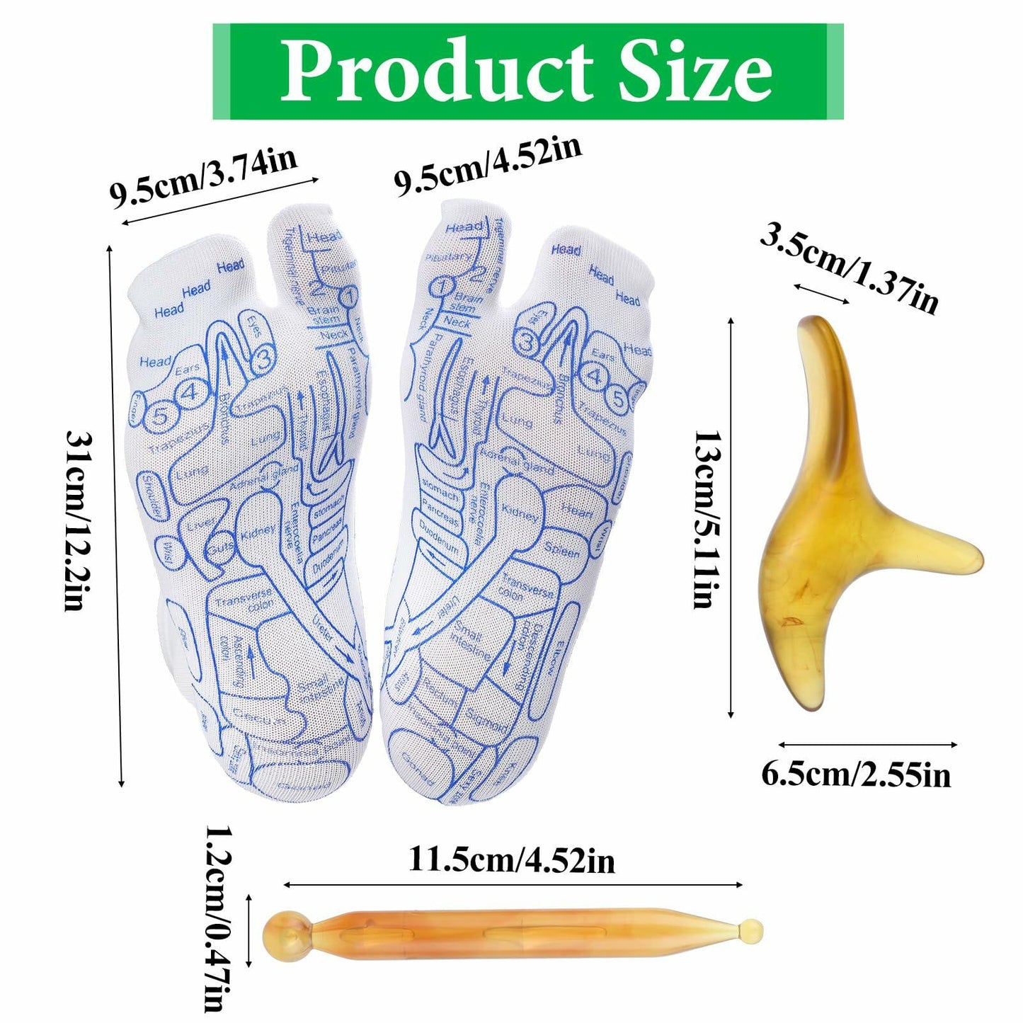 Reflexology Socks Set with Trigger Point Massage Tool Foot Massage Size M