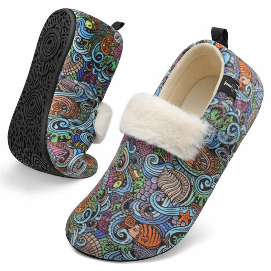 L-RUN Mens Slippers Soft Lightweight Slip-On Indoor Shoes Blue XL US