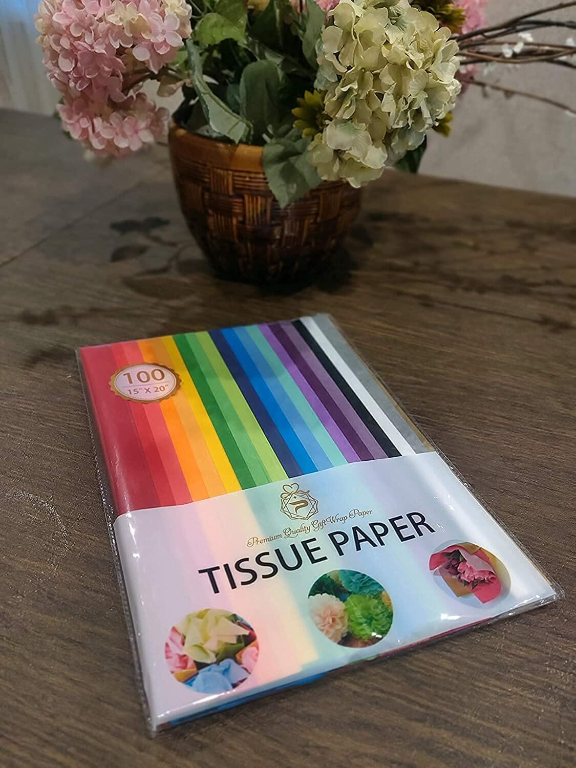 Tissue Paper Gift Wrapping 100 Sheets 20 Assorted Colors 20x26 Inch