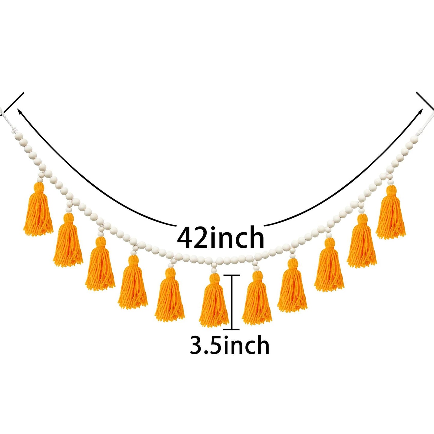 Tassels Garland Wood Bead Boho Decor Macrame Banner Yellow Nursery Baby Shower