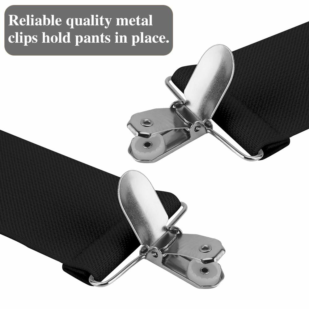 Koudindg 2-Pack Camel 2" Wide X-Back Adjustable Suspenders with 5 Clips