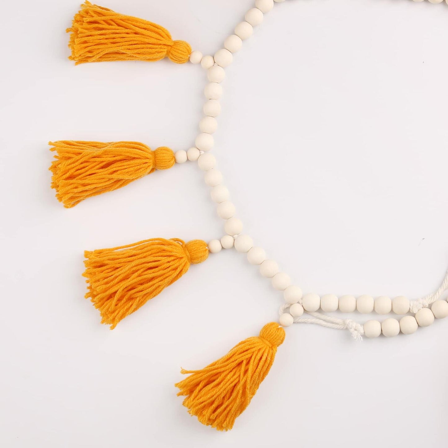 Tassels Garland Wood Bead Boho Decor Macrame Banner Yellow Nursery Baby Shower