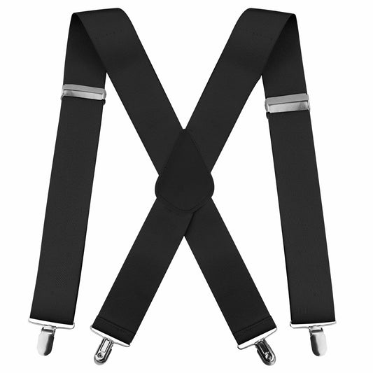Koudindg 2-Pack Camel 2" Wide X-Back Adjustable Suspenders with 5 Clips