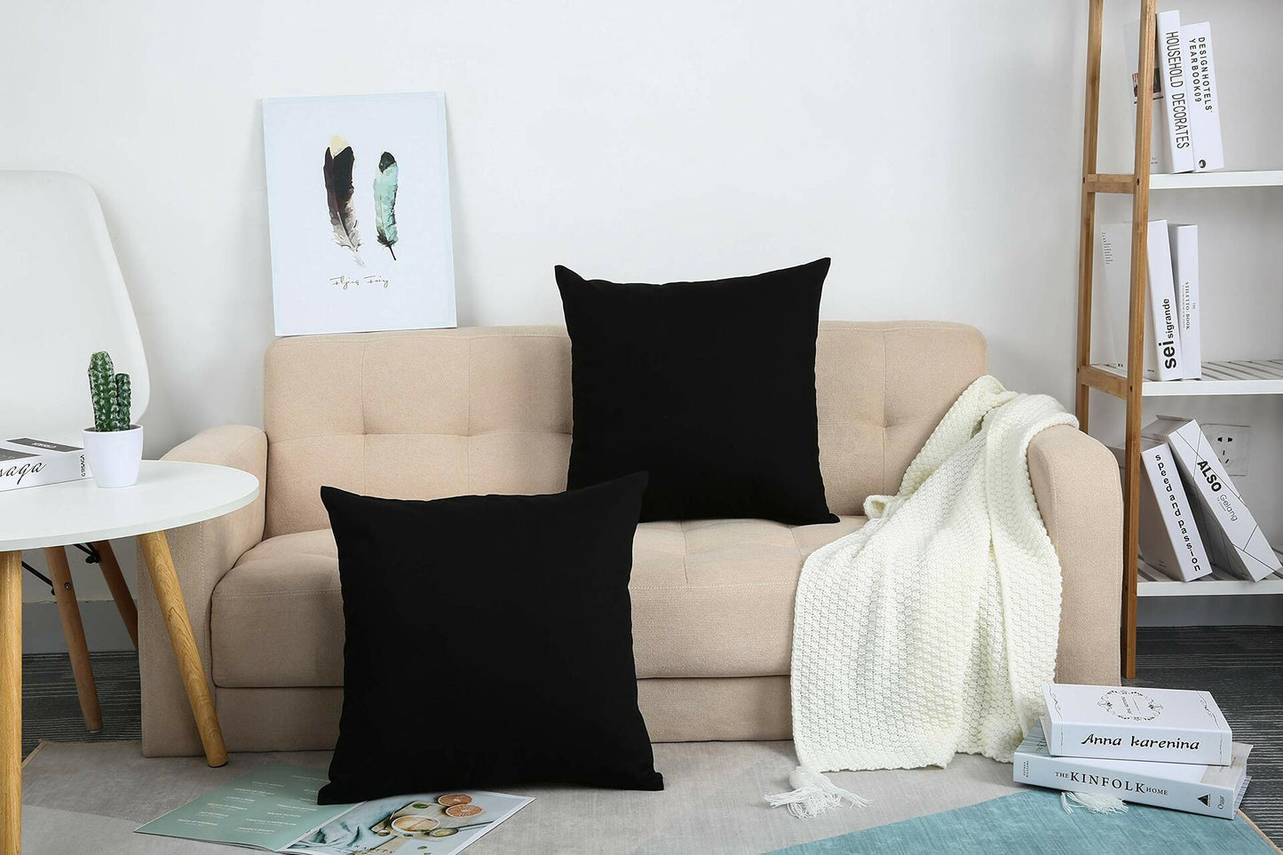 TangDepot Handmade Decorative 100% Cotton Canvas Throw Pillow Cover 24x24 Orange