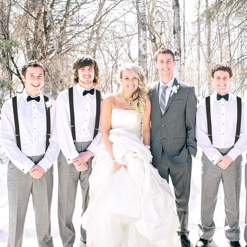 Koudindg 2-Pack Camel 2" Wide X-Back Adjustable Suspenders with 5 Clips