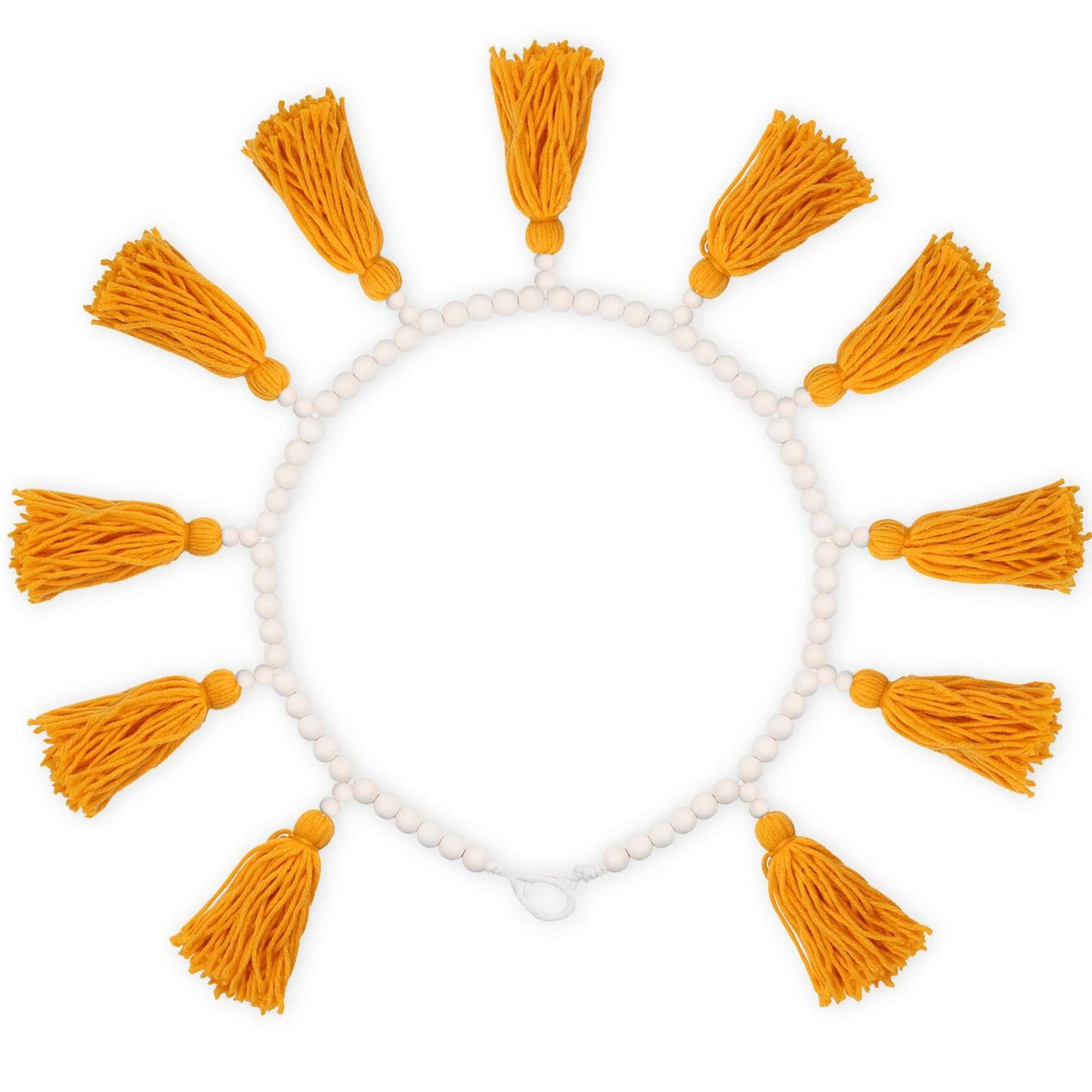 Tassels Garland Wood Bead Boho Decor Macrame Banner Yellow Nursery Baby Shower